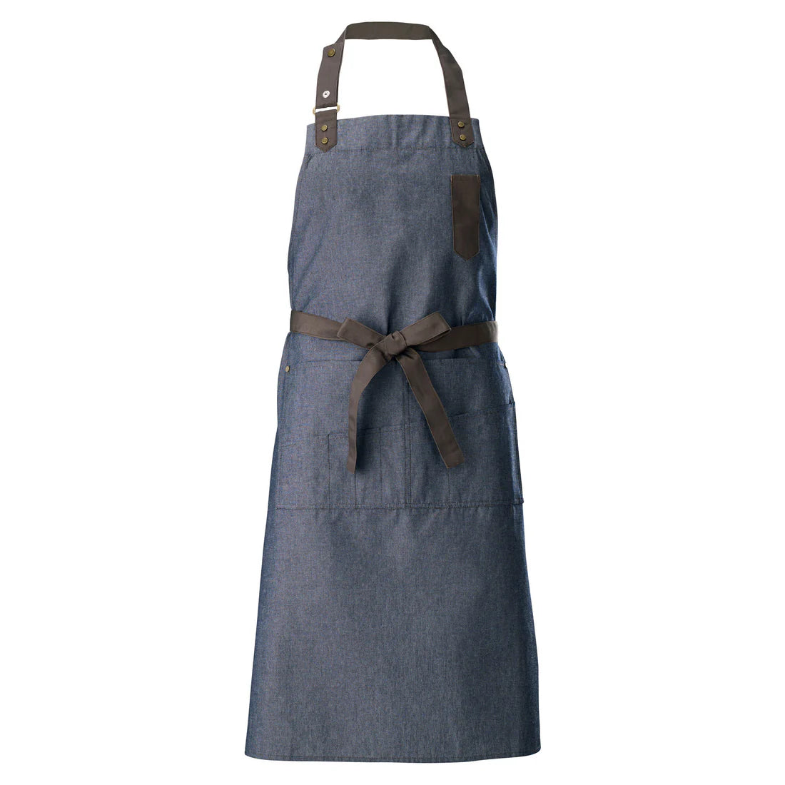 Winco BA-3327B/BA-3327K, 33.5"L x 27"W Blue/Black Bib Apron