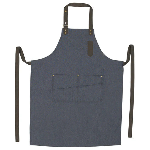 Winco BA-3327B/BA-3327K, 33.5"L x 27"W Blue/Black Bib Apron