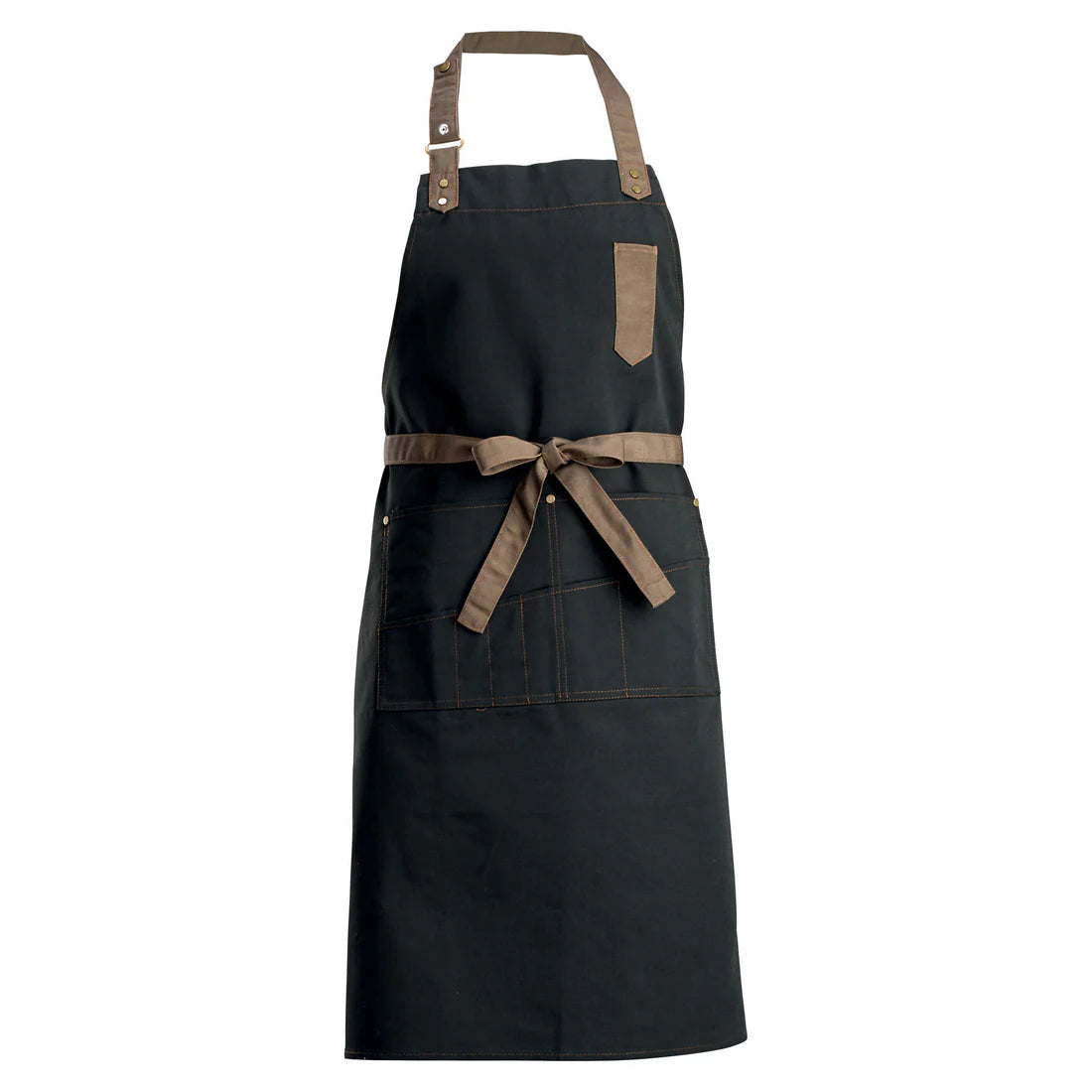 Winco BA-3327B/BA-3327K, 33.5"L x 27"W Blue/Black Bib Apron