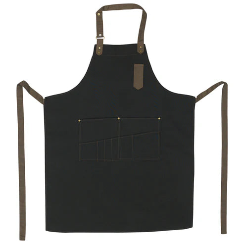 Winco BA-3327B/BA-3327K, 33.5"L x 27"W Blue/Black Bib Apron