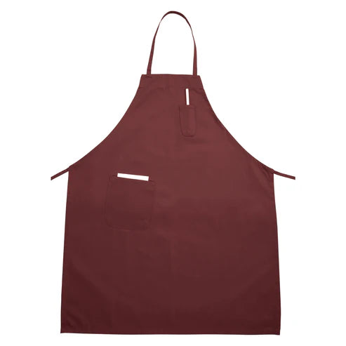 Winco BA-PBG to PWH, Burgundy to White Full Length Bib Apron w/Pocket