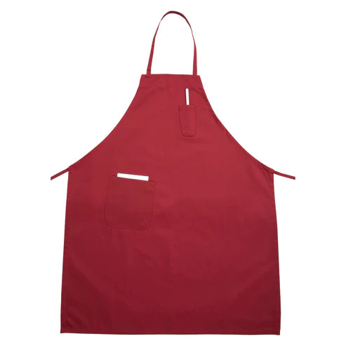 Winco BA-PBG to PWH, Burgundy to White Full Length Bib Apron w/Pocket