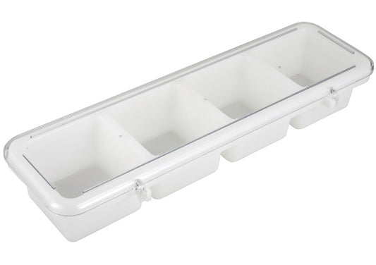 Winco BC-4P 4 Compartment White Condiment Plastic Holder
