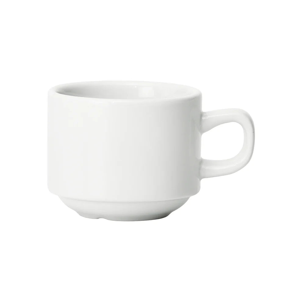 Winco BCC-85, Birkhall 8.5 oz Round Stacking Porcelain Coffee Cup White Case