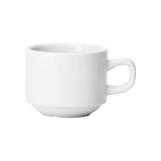 Winco BCC-85, Birkhall 8.5 oz Round Stacking Porcelain Coffee Cup White Case