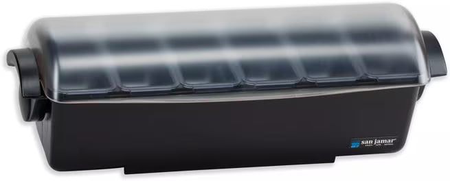 Dome® Garnish Center, 6 Pint, 6 Tray, Black, BD4006S