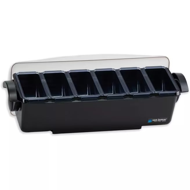 Dome® Garnish Center, 6 Pint, 6 Tray, Black, BD4006S