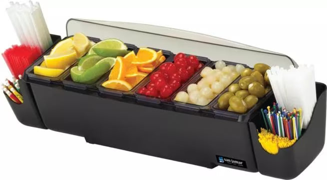 Dome® Garnish Center, 6 Pint, 6 Tray, Black, BD4006S