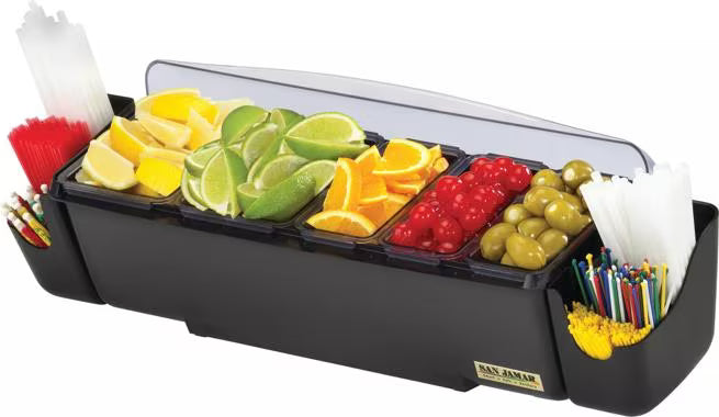 Dome® Garnish Center, 9 Pint, 5 Tray, Black, BD4023S