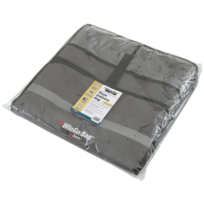(19"x19"x9", 21.5"x21.5"x9") Premium Pizza Bag 6/Pack maintain food temperature for up to 45 minutes extending the delivery range. There are multiple heavy-duty carry straps which help to stabilize during delivery. A hanging loop is attached for storage and drying. Window pockets are included for storing clips, menus, and more.