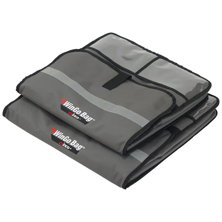 (19"x19"x9", 21.5"x21.5"x9") Premium Pizza Bag 6/Pack maintain food temperature for up to 45 minutes extending the delivery range. There are multiple heavy-duty carry straps which help to stabilize during delivery. A hanging loop is attached for storage and drying. Window pockets are included for storing clips, menus, and more.