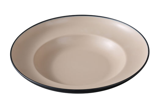 Yanco Mediterrean Pasta Bowl BM-810CL combines artistic appeal with practical durability. Crafted from lightweight melamine, it features a clay and black finish with a brushed texture that adds depth and style. Designed to withstand the rigors of commercial use, this bowl is scratch resistant and ideal for a wide range of dining environments. With its spacious round shape, it’s perfect for serving pasta, salads, or other entrée dishes.
