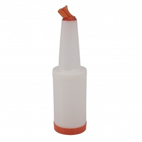 1-quart liquor and juice pourer backup stanton trading includes a durable polyethylene container and cap. Designed for efficient beverage service, it ensures smooth pouring and secure storage. Featuring two of each color, it’s perfect for organizing different liquids in bars, restaurants, or home setups for quick and easy access.