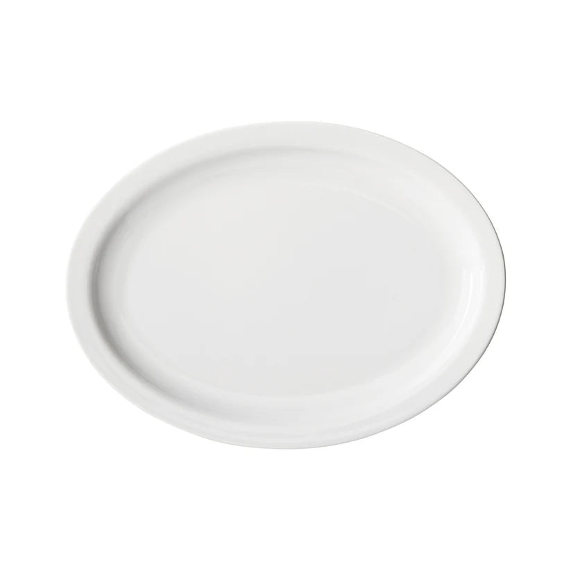 Winco BPO-10NR to BPO-13NR, 10"–13" (Case) Birkhall Oval Narrow Rim Porcelain Platters, White