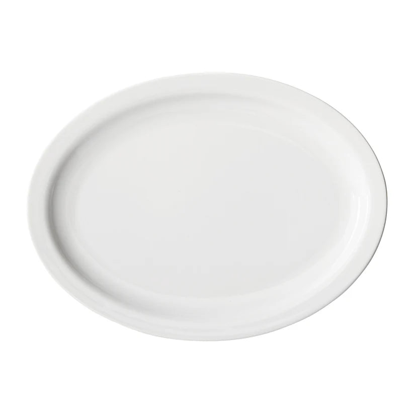 Winco BPO-10NR to BPO-13NR, 10"–13" (Case) Birkhall Oval Narrow Rim Porcelain Platters, White
