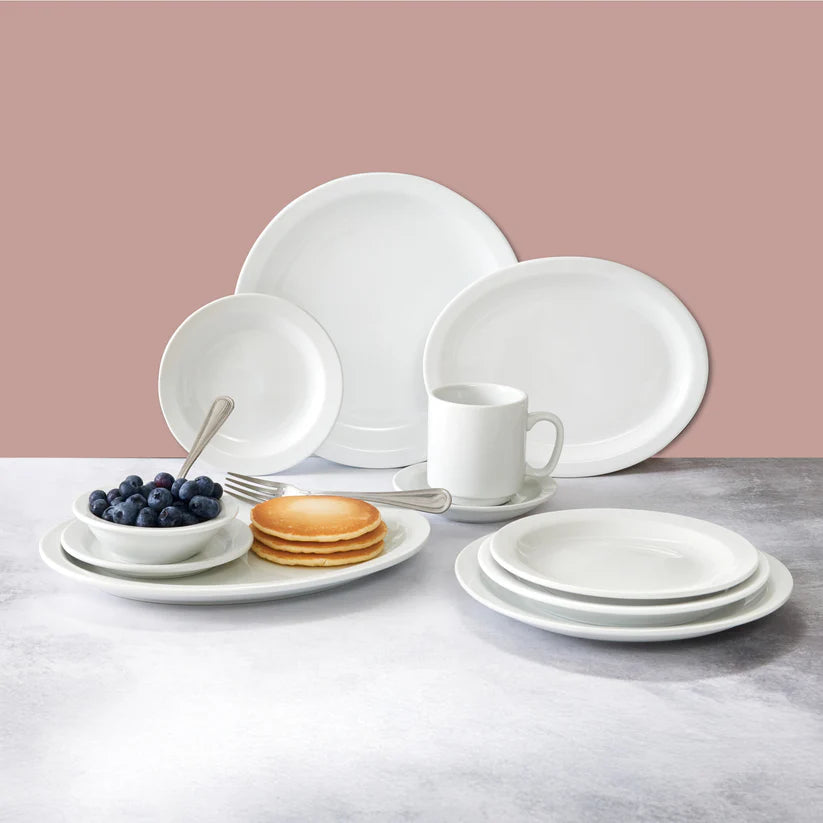 Winco BPR-105NR to BPR-9NR, 5.5"–10.5", Sold by Case Birkhall Narrow Rim White Porcelain Plates