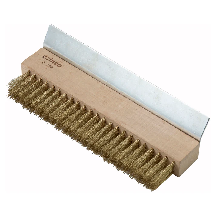 Brass Bristles Pizza Oven Brush Head 12/Pack keep your pizza oven clean and performing at its best with this pizza brush head with scraper. These durable brass bristles won't fall out as you clean your oven, and the thick rows allow you to cover a wide area for efficient cleaning. The scraper is used to quickly clean oven surfaces when you need a more aggressive approach to your cleaning routine.