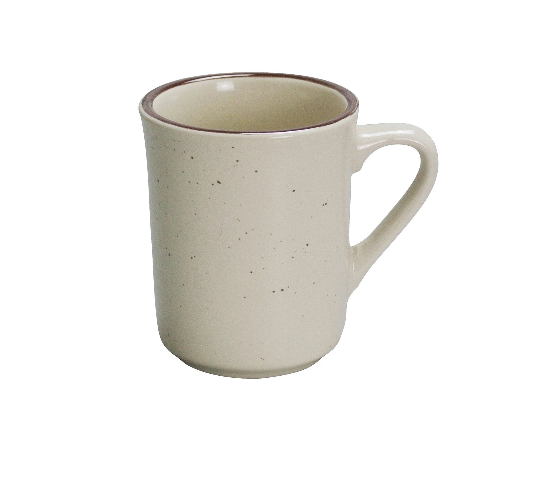 Yanco Ventura Mug BR-17 is a stylish and durable choice for serving a variety of hot and cold beverages. Crafted from high-quality porcelain with a smooth glaze finish, it offers excellent durability and an elegant presentation. Featuring a classic speckled design with a brown rim, this mug enhances any dining experience, making it ideal for coffee, tea, and cocoa. Perfect for fine-dining restaurants, cafés, and catered events, this mug combines functionality with rustic charm. 