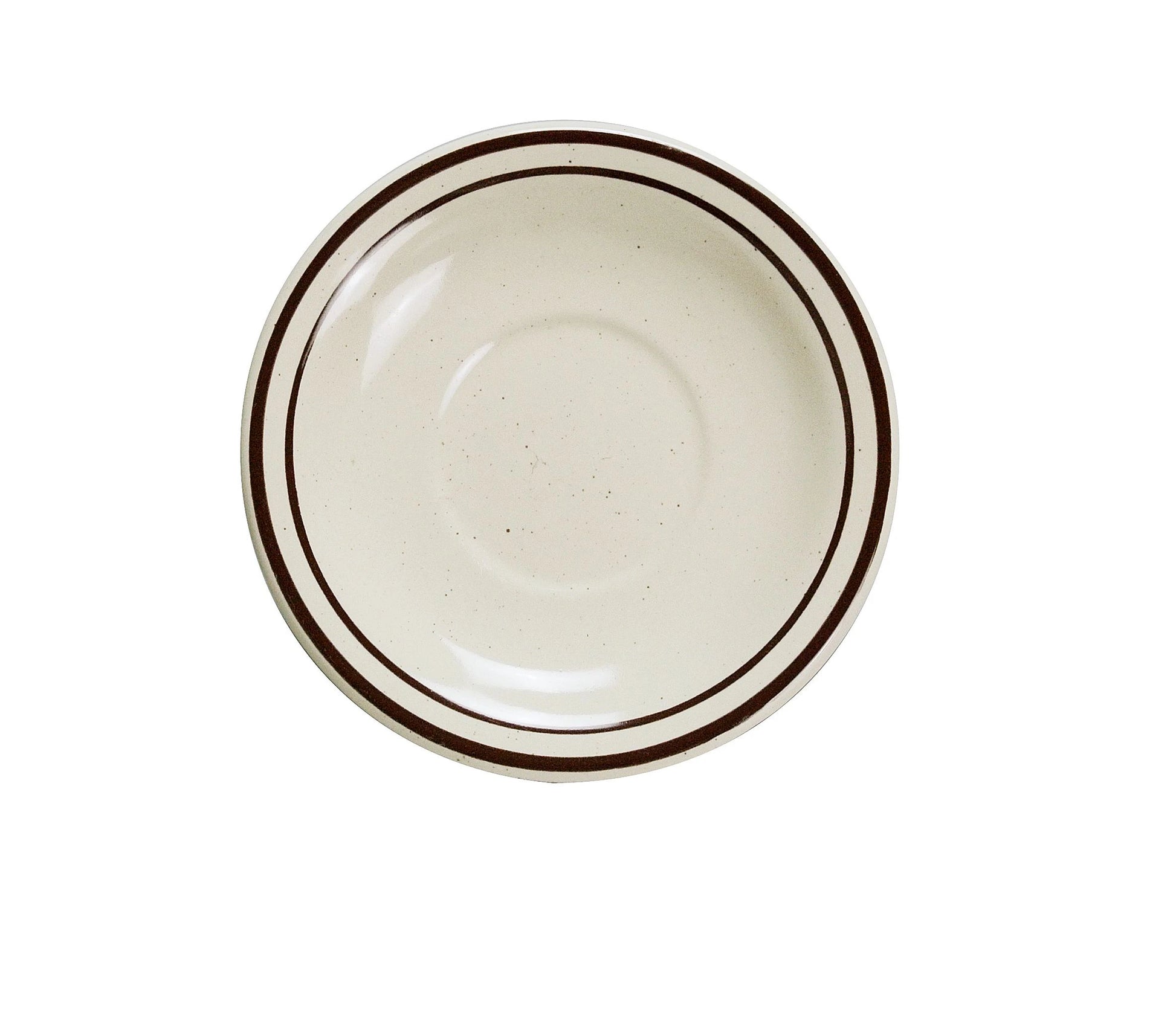 Yanco Saucer Royal BR-2 is a stylish and practical addition to any tabletop setting. Crafted from high-quality porcelain with a smooth glaze finish, it offers durability and an elegant presentation. Designed to pair perfectly with cups and mugs, this 5 1/2" saucer features a charming brown rim and speckled American white design, adding a rustic yet sophisticated touch to any dining experience. 