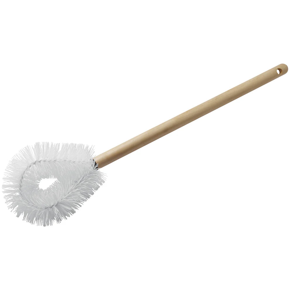 Winco BR-21W, 21"L Wood Handle, White PP Bristles Toilet Brush, EA
