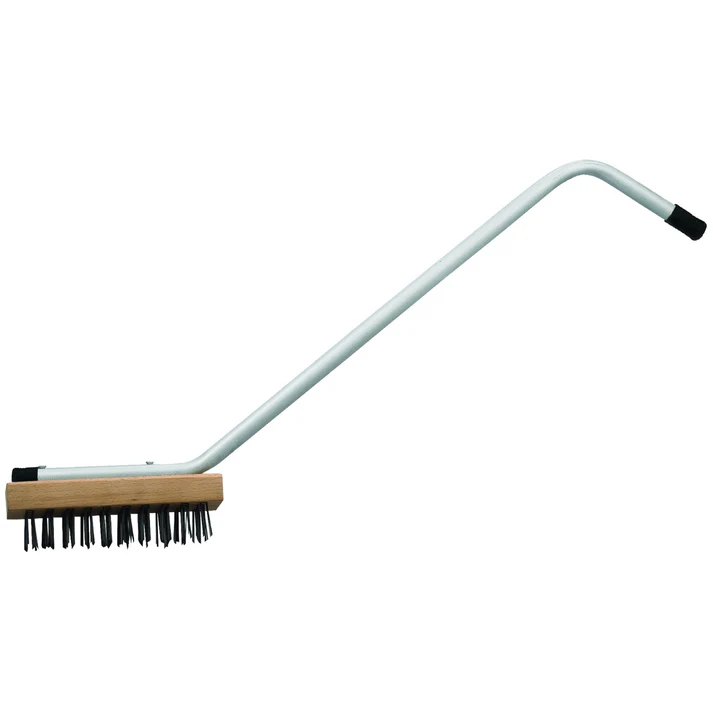  8" Broiler Brush 12/Pack this heavy duty commercial broiler brush with handle is intended for removing heavy carbon deposits, grease and grime fast and hassle-free. This well-built specialty brush features stiff steel wire bristles on a sturdy beach wooden base and a strong zinc plated iron handle. Use this to remove rust from cooking areas, and keep residual burnt material from getting into fresh foods.