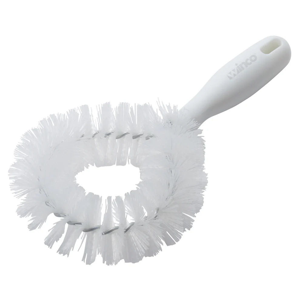 Winco BRV-10, 9-1/4"L x 4-3/4"W, White Plastic Hdl Vegetable Brush