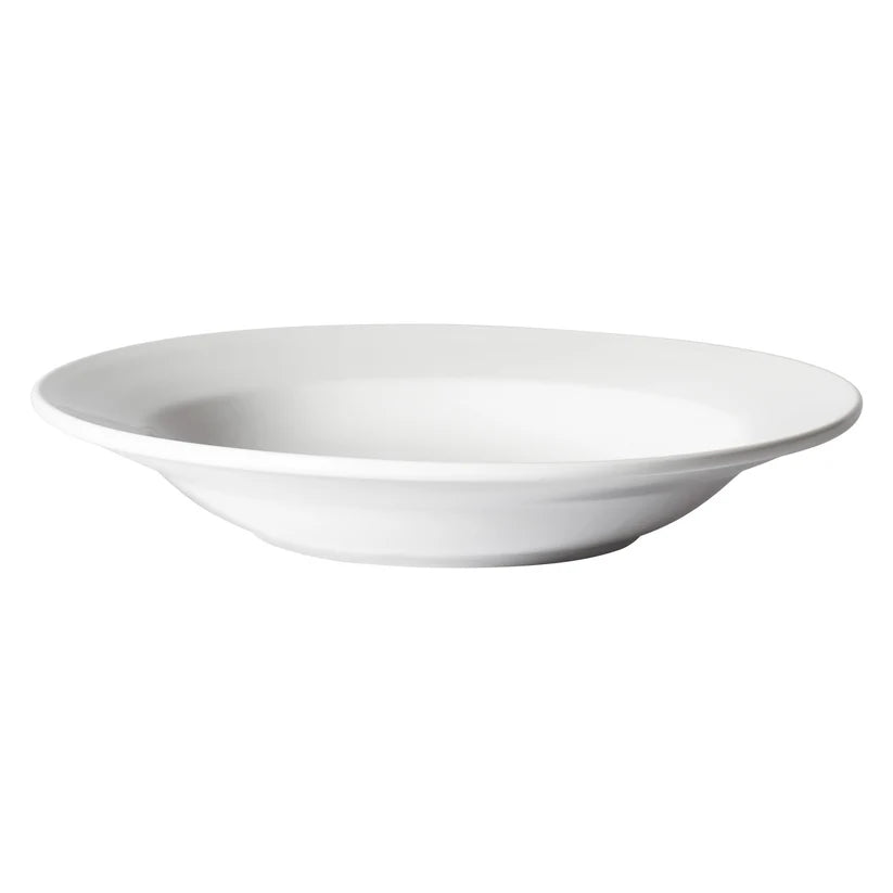 Winco BSP-10RE, 8-7/8" Round Rolled Edge Birkhall 10 oz White Porcelain Soup Plate