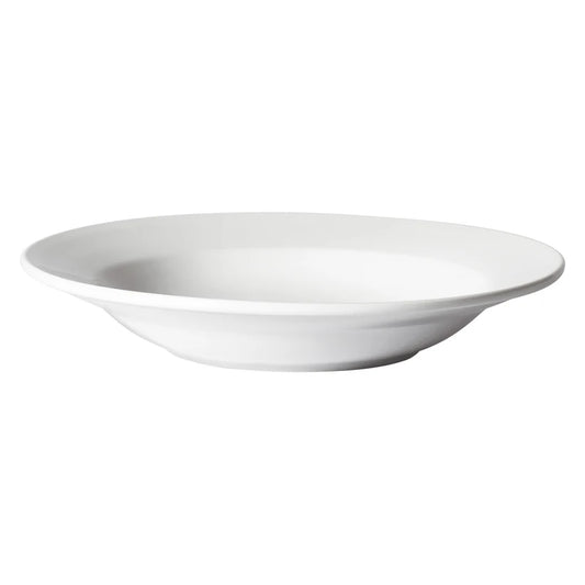 Winco BSP-10RE, 8-7/8" Round Rolled Edge Birkhall 10 oz White Porcelain Soup Plate