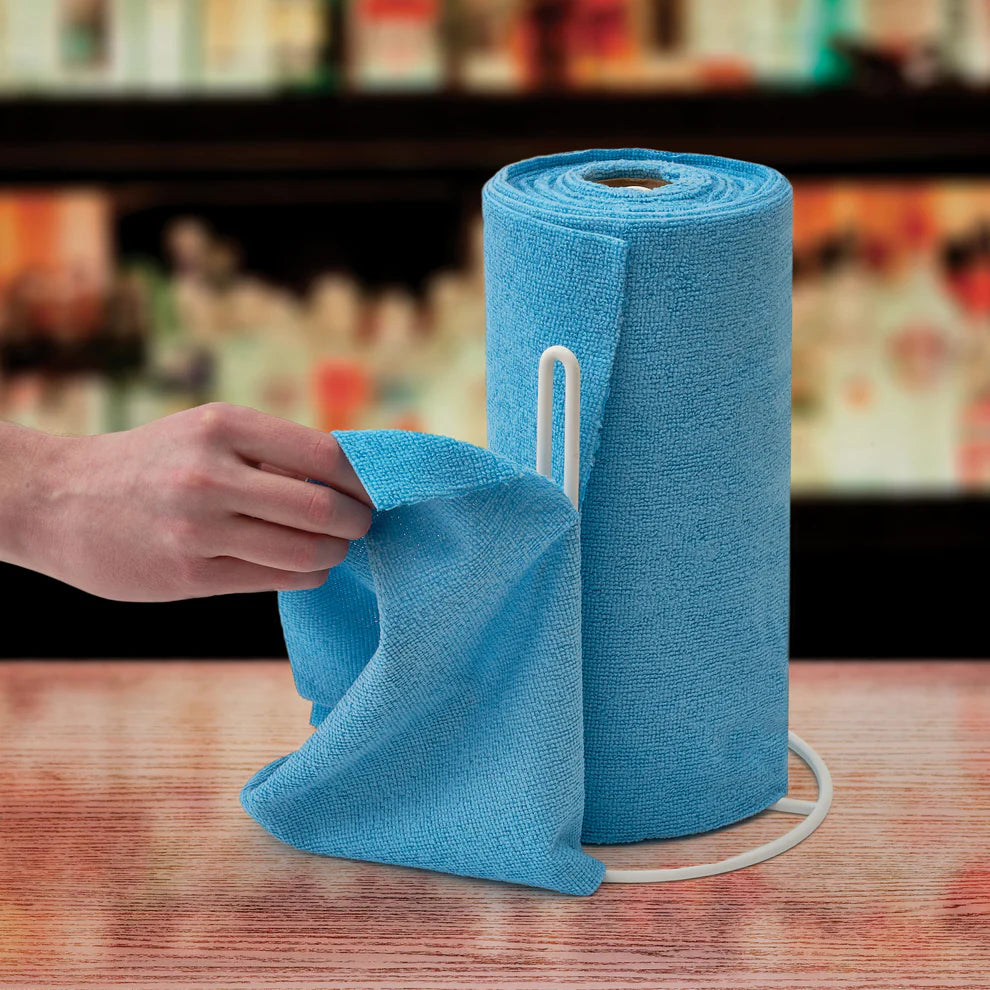 Winco BTM-12B - 12"x12", Disposable, 50 Sheets/Roll Rolled Blue Microfiber Towel
