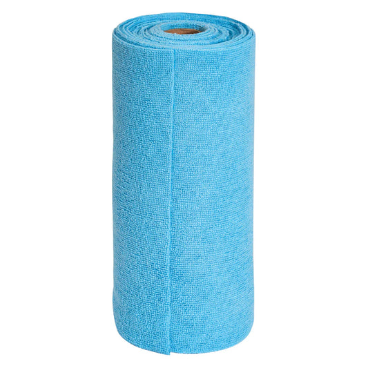 Winco BTM-12B - 12"x12", Disposable, 50 Sheets/Roll Rolled Blue Microfiber Towel