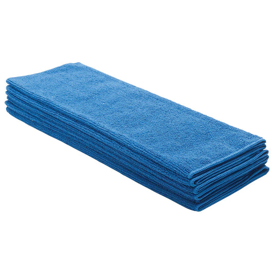Winco BTM-16B to 16R, 16"x16" Microfiber Towels, 6pcs/pk, Blue/Red