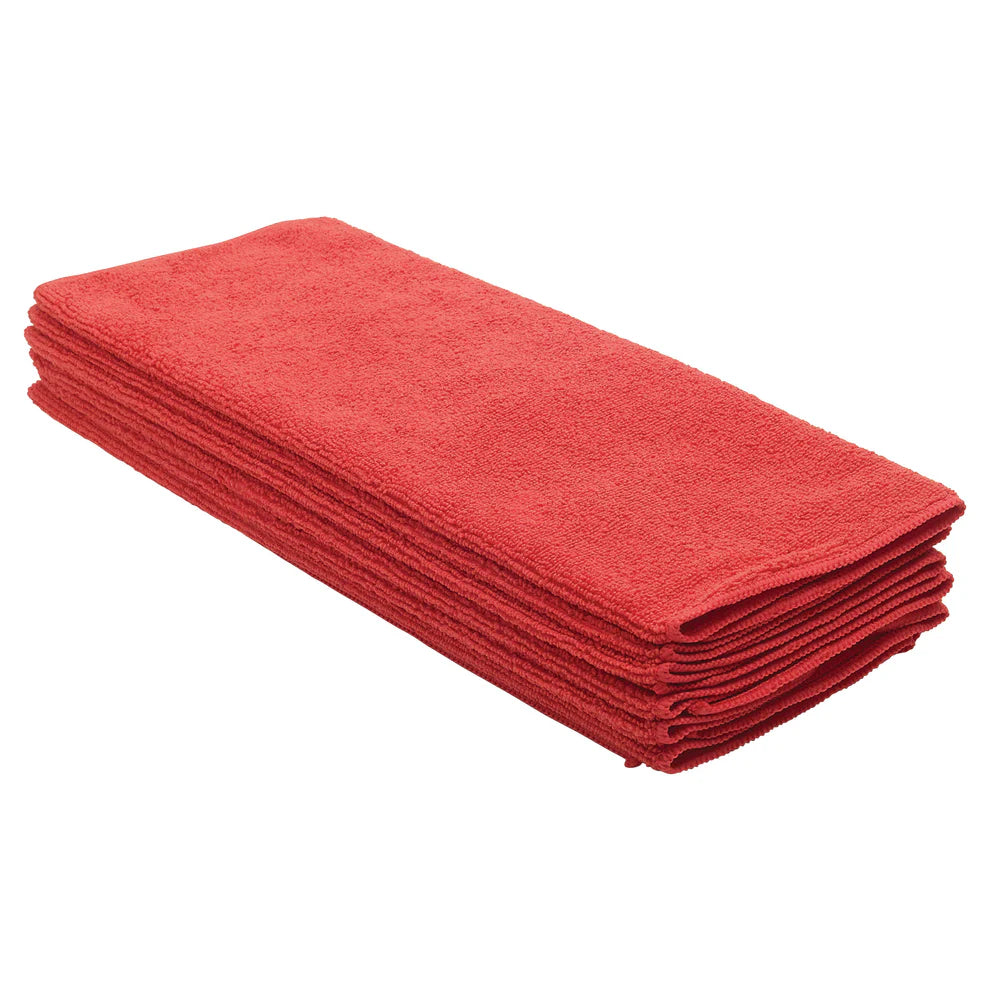 Winco BTM-16B to 16R, 16"x16" Microfiber Towels, 6pcs/pk, Blue/Red