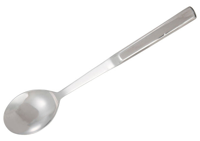 Winco BW-SS1 11-3/4" Stainless Steel Hallow Handle Solid Spoon - Commercial Kitchens, Catering Events, Buffet Service, Barbecue and Grilling