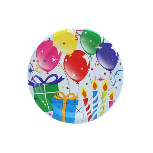 7" Birthday Balloons dessert plates with a bright balloon design. High-count pack, sturdy and perfect for serving cake, snacks, and treats. Great for birthday parties, events, and easy cleanup.