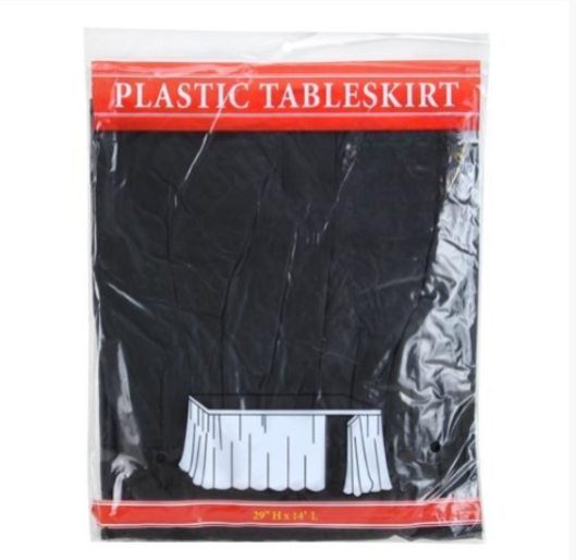 29"x14' table skirt in white, red, blue, black, gold, and pink. Durable, stylish, and disposable—perfect for weddings, banquets, and event décor.