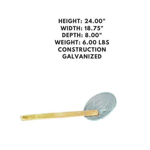 Bamboo handle galvanized skimmer