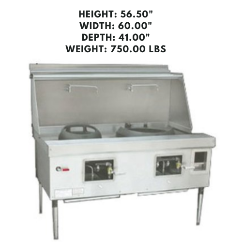 Commercial cooking range with no flue