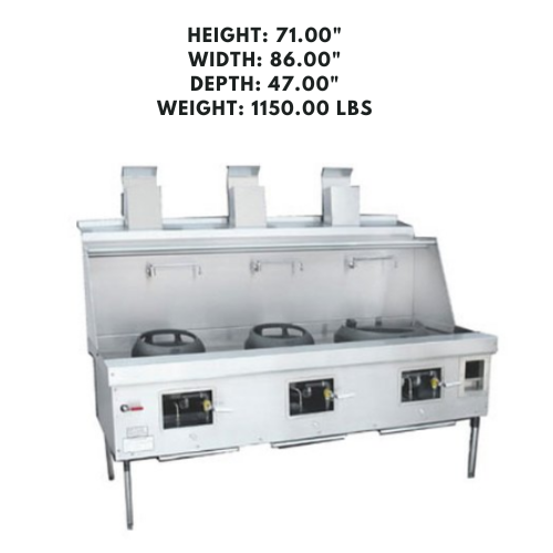 Stainless steel cooking range with flue