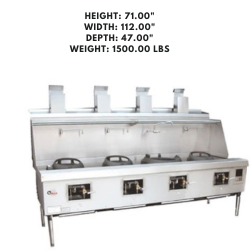 Commercial cooking range with flue