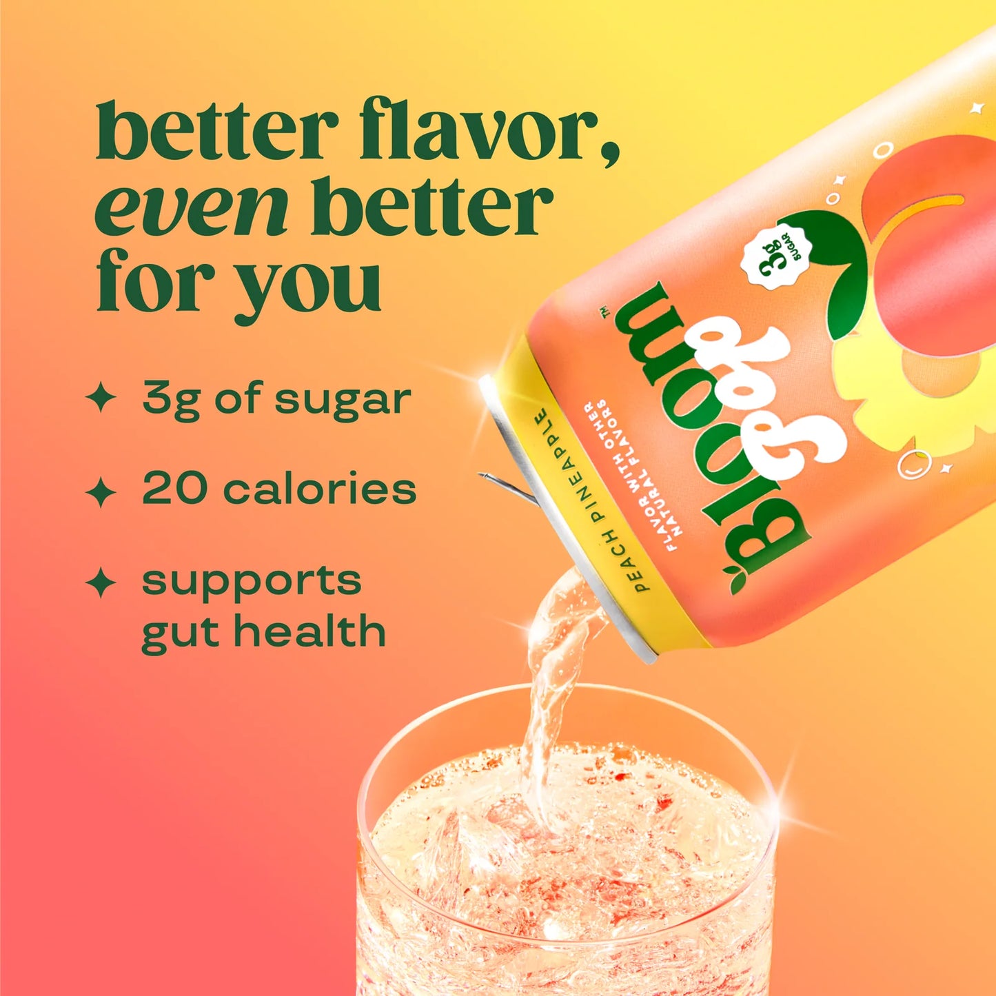 Bloom Pop 12oz Peach Pineapple Cans Beverage Pack of 12