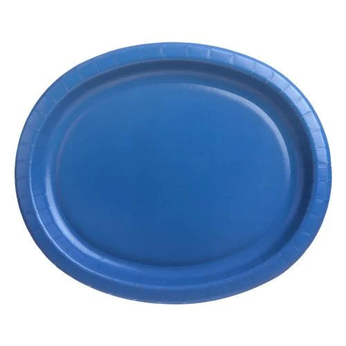 12"x10" oval paper plate in white, red, and blue, perfect for picnics, parties, BBQs, and events. Sturdy, disposable, and designed for serving hot or cold food with style and convenience.
