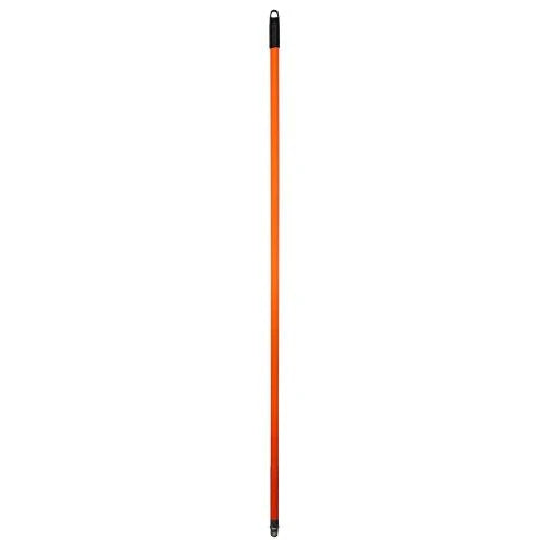 Heavy-duty broom handle with a metal tip for secure attachment. Durable construction for industrial, commercial, and household use. Compatible with most broom heads.