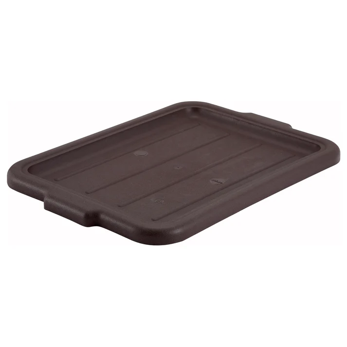 (Brown, Gray, Black, White) Cover for PL-5/7 Series 12/Pack combines both great construction and amazing design. This particular box cover has been designed specifically to accommodate the Winco dish box available under PL-7B item code. This lid is manufactured of the same material as the dish box that is high quality sturdy polypropylene. This material proves to be heavy duty, yet it doesn't cost a lot. The cover's surface is rather simple, featuring a countered edge.
