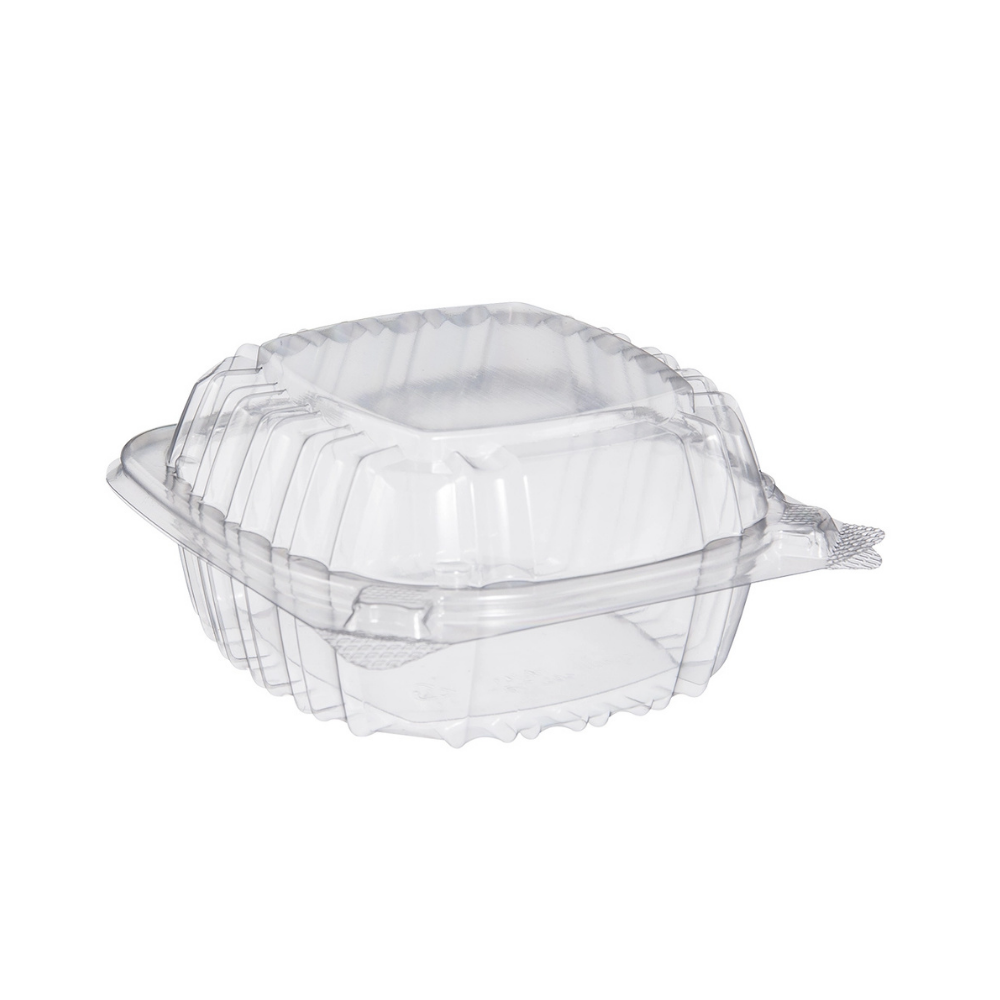 Dart 5.38 x 5.25 Inch Clear Plastic Hinged Clamshell Sandwich Container