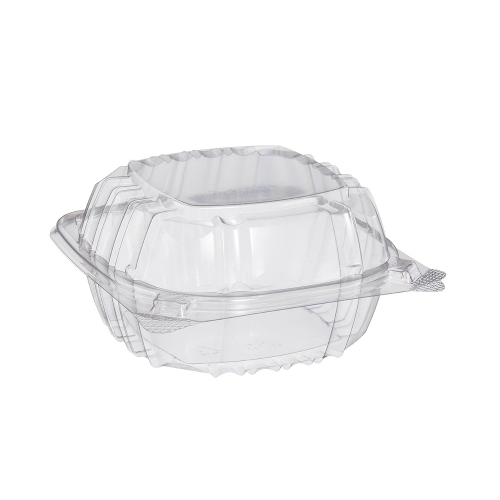 Dart 5.96 x 5.86 Inch Clear Plastic Hinged Clamshell Sandwich Container