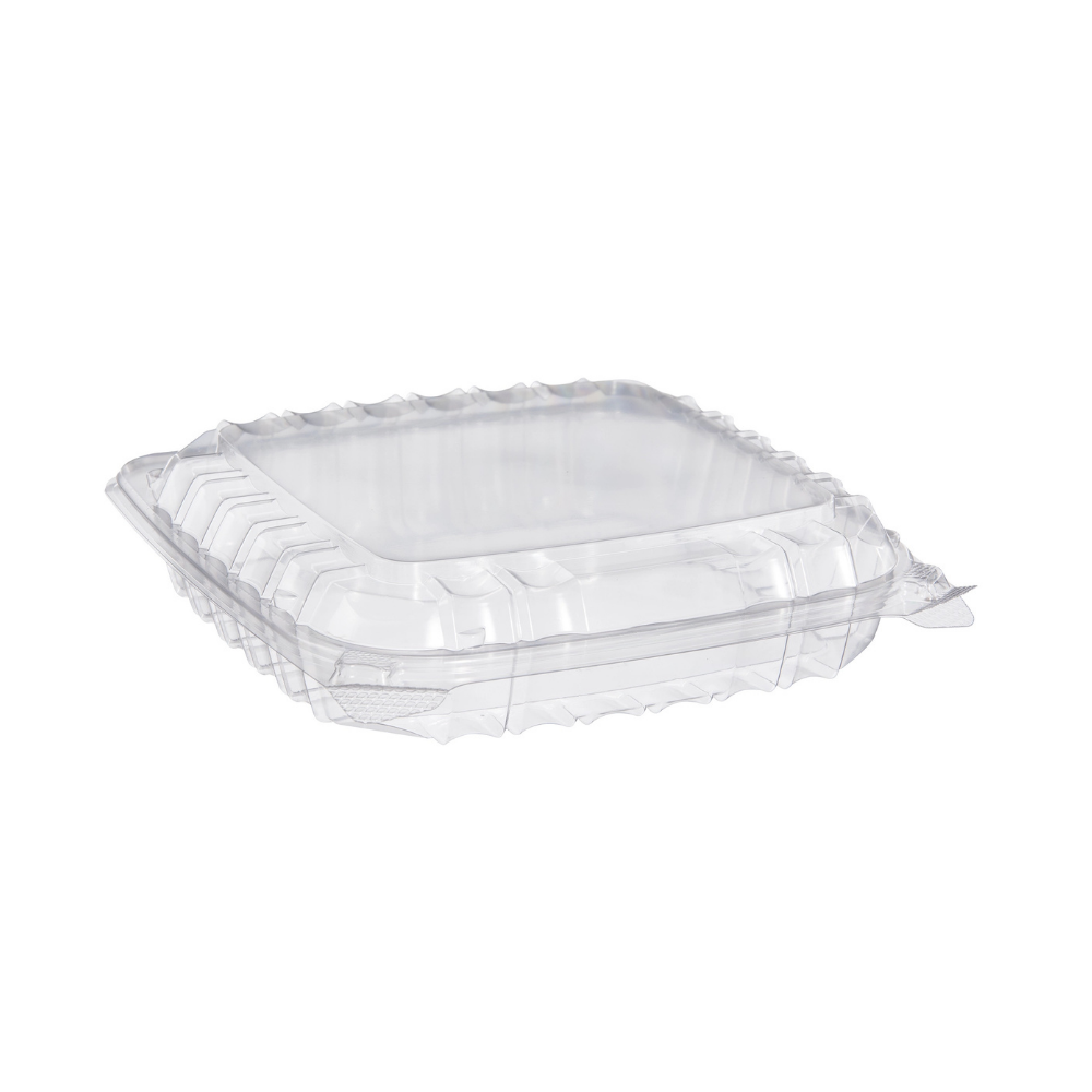 Dart 8.3 x 8.3 Inch Clear Plastic Hinged Clamshell Sandwich Container