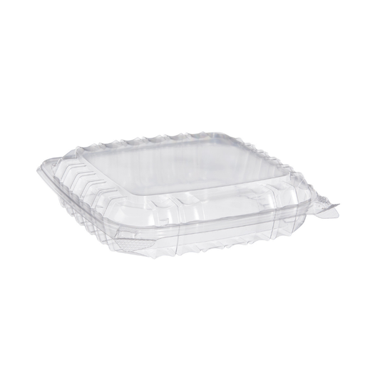 Dart 8.3 x 8.3 Inch Clear Plastic Hinged Clamshell Sandwich Container