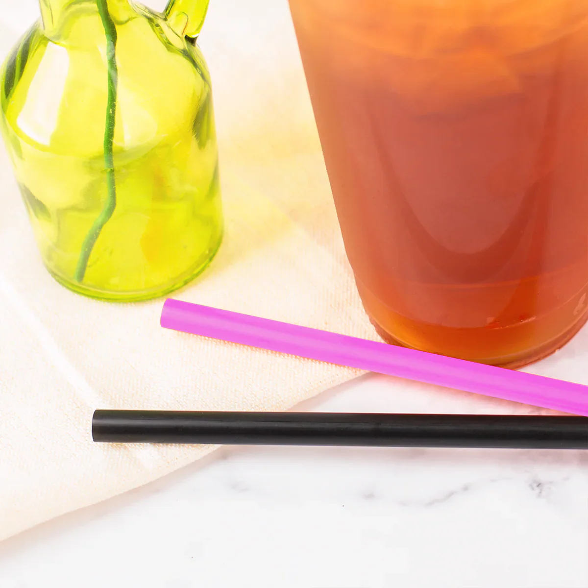 9" x 0.31" Inches Disposable Individually Wrapped Giant Straws Pink
