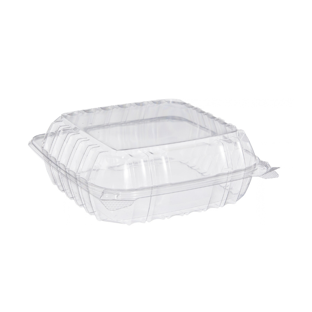 Dart 8.33 x 8.22 Inch Clear Plastic Hinged Clamshell Sandwich Container