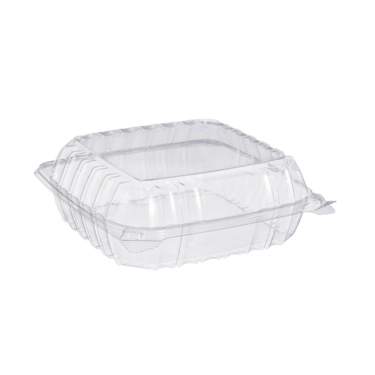 Dart 8.33 x 8.22 Inch Clear Plastic Hinged Clamshell Sandwich Container